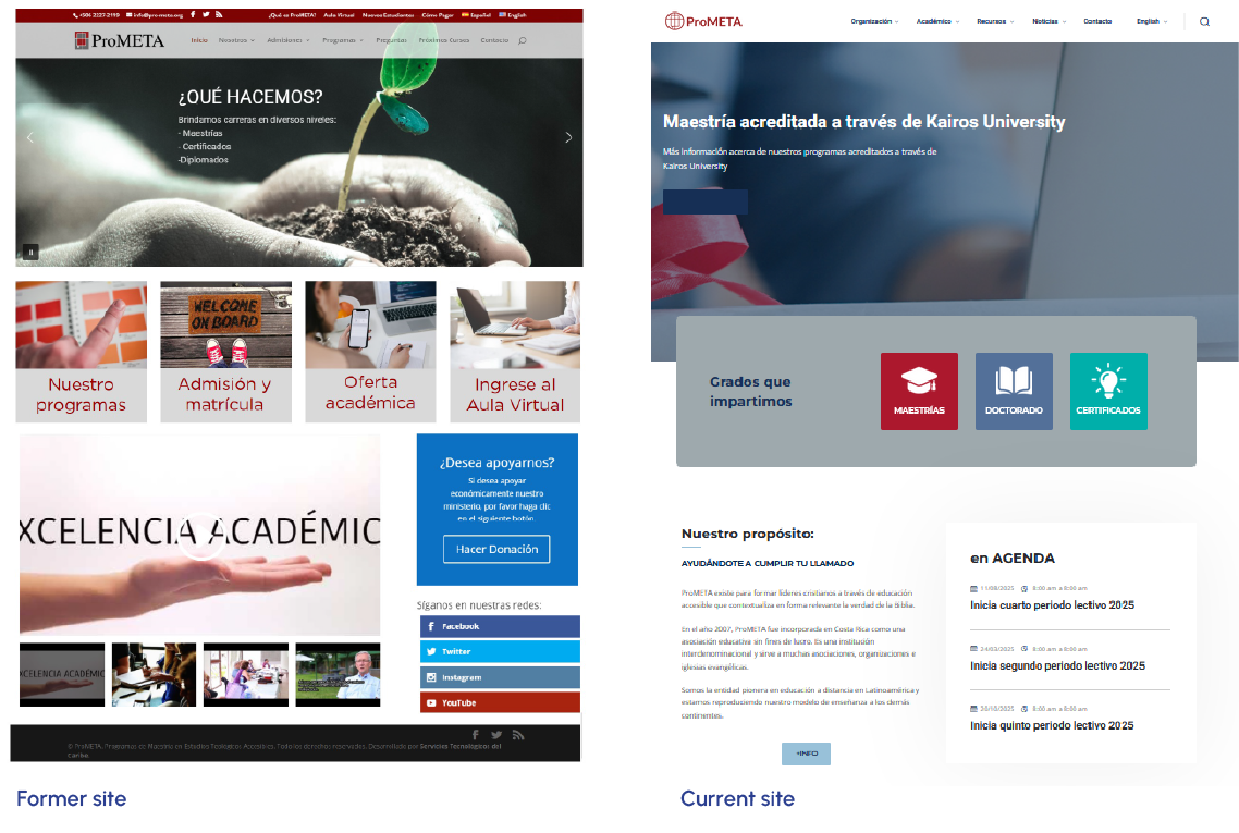 Before and after the site development