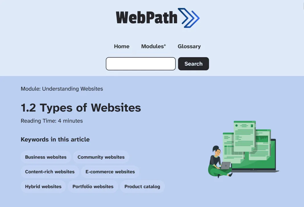 Homepage of WebPath